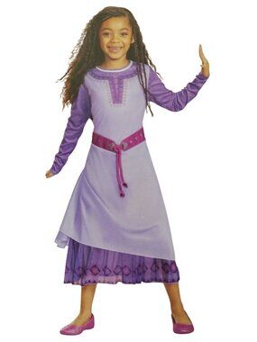 Disney Girls S 6/6X Wish Asha Purple Long Sleeve Dress Halloween Costume